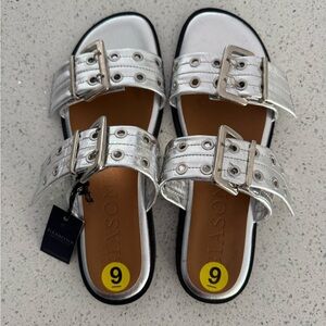 Silver Leather Sandals